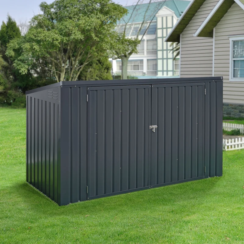 Caja para contenedores de basura Grebin para 2/3 contenedores Gris oscuro en varios tamaños [en.casa]