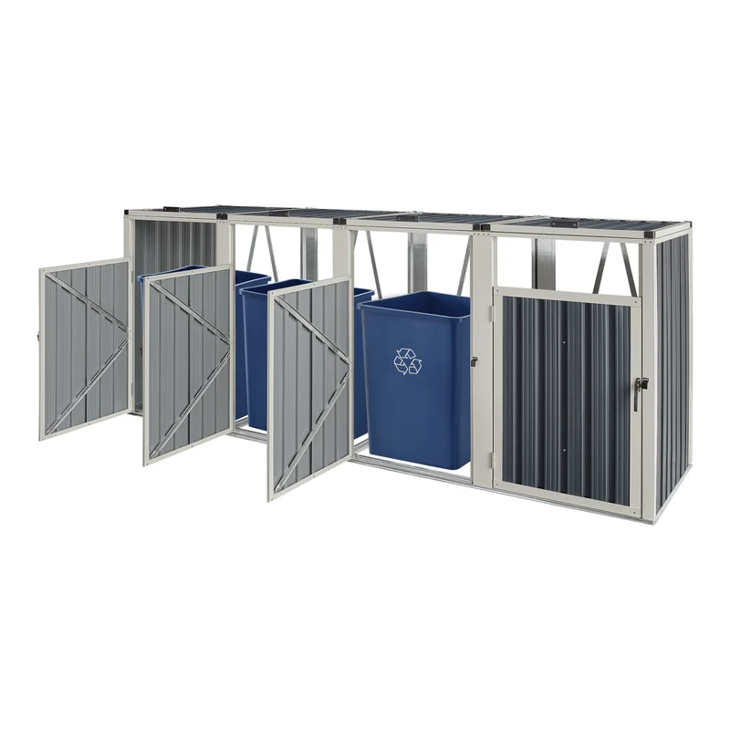 Caja para contenedores de basura Tarbek para 1/2/3/4 contenedores de acero galvanizado antracita en varios tamaños [en.casa]