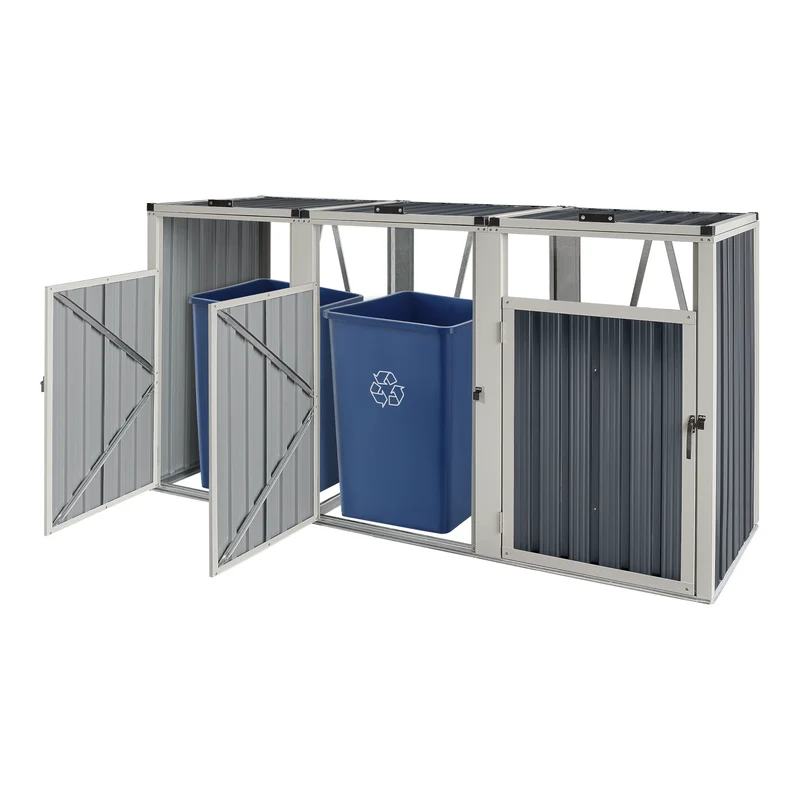 Caja para contenedores de basura Tarbek para 1/2/3/4 contenedores de acero galvanizado antracita en varios tamaños [en.casa]