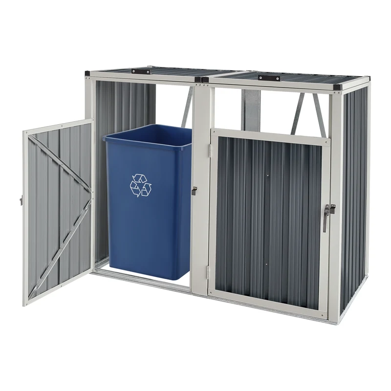 Caja para contenedores de basura Tarbek para 1/2/3/4 contenedores de acero galvanizado antracita en varios tamaños [en.casa]
