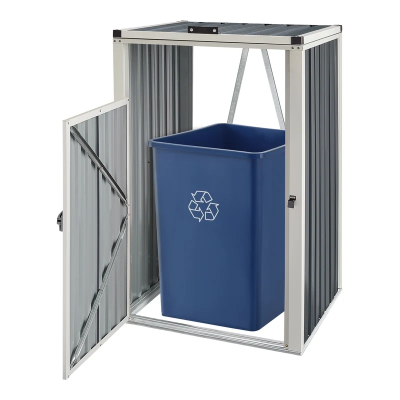 Caja para contenedores de basura Tarbek para 1/2/3/4 contenedores de acero galvanizado antracita en varios tamaños [en.casa]