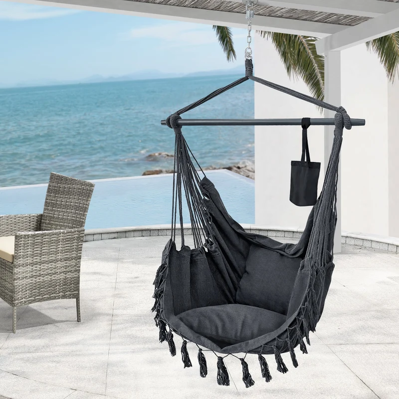 Silla colgante Aranga Máx. 120 kg con 2 cojines en varios colores [en.casa]