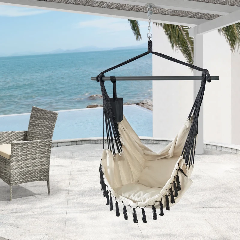 Silla colgante Aranga Máx. 120 kg con 2 cojines en varios colores [en.casa]