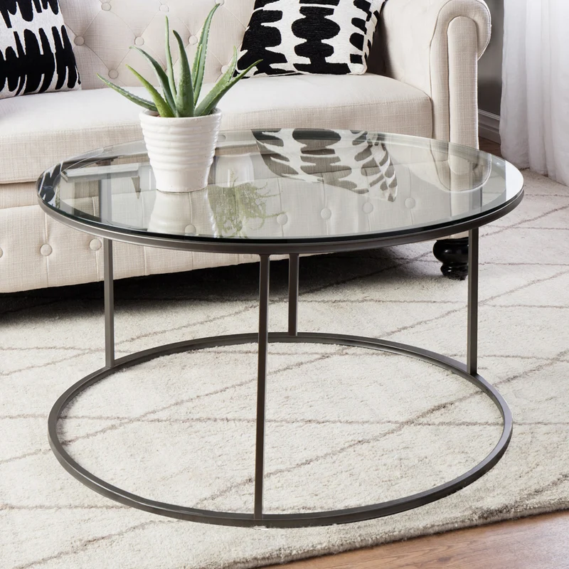 Mesa de centro Kolari 45 x Ø80 cm Negro/Transparente varios colores [en.casa]