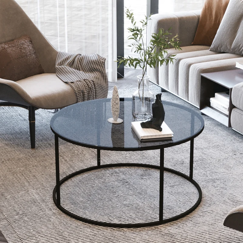 Mesa de centro Kolari 45 x Ø80 cm Negro/Transparente varios colores [en.casa]