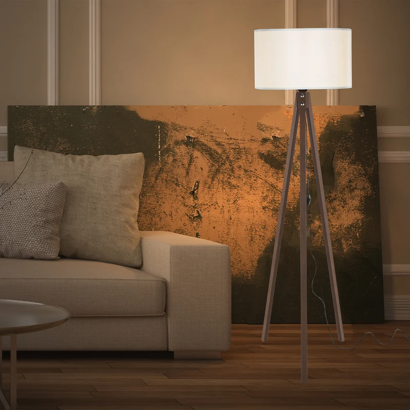 Lámpara de pie Rochester 1xE27 20 W MDF PVC textil 19 x 37 cm varios colores [lux.pro]
