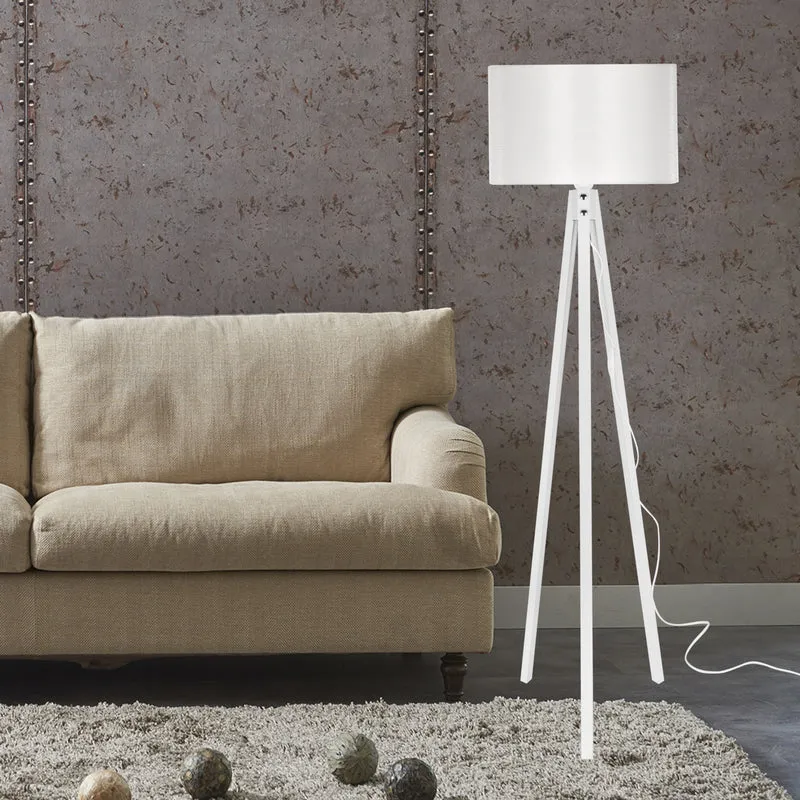 Lámpara de pie Rochester 1xE27 20 W MDF PVC textil 19 x 37 cm varios colores [lux.pro]