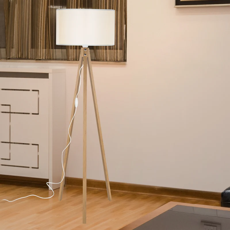 Lámpara de pie Rochester 1xE27 20 W MDF PVC textil 19 x 37 cm varios colores [lux.pro]