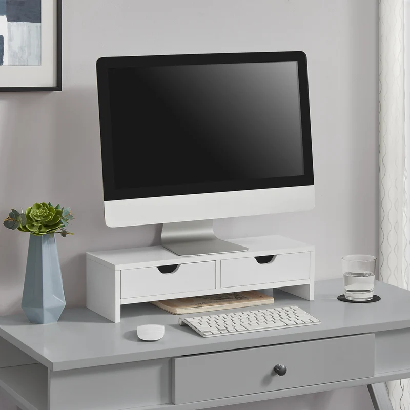 Soporte para monitor Mänttä con 2 cajones 50x18x13cm en varios colores [en.casa]