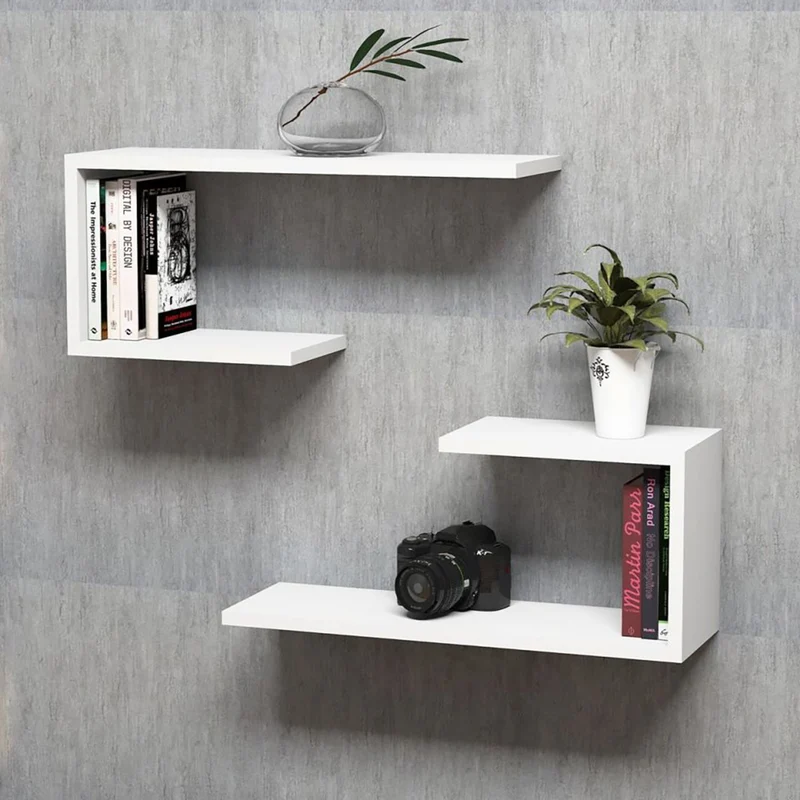 Conjunto de estantes de pared Årslev 2 piezas 27 x 60 x 20 cm hasta aprox. 5 kg [en.casa]