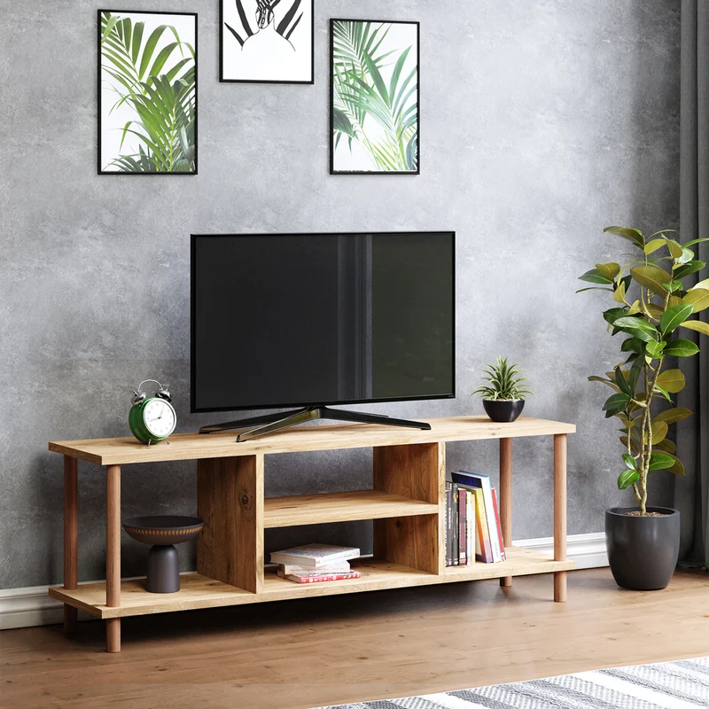 Mesa de televisión Ærøskøbing con 2 compartimentos de almacenamiento 43x120x29 cm varios colores [en.casa]
