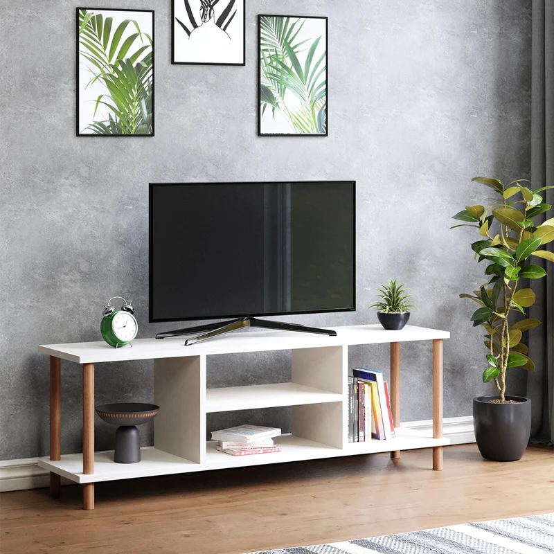 Mesa de televisión Ærøskøbing con 2 compartimentos de almacenamiento 43x120x29 cm varios colores [en.casa]