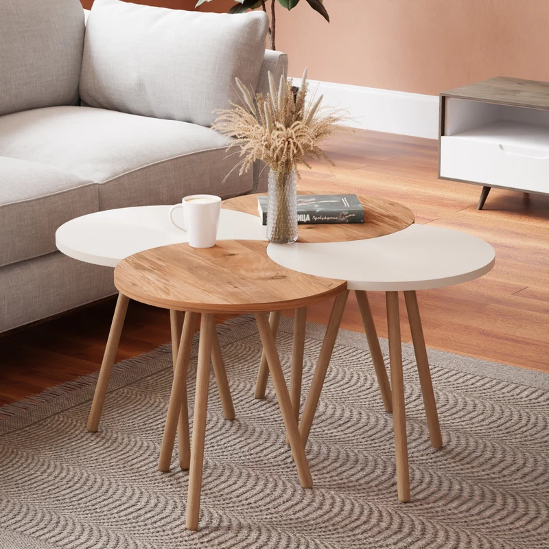 Mesa de centro Højer en set de 4 unidades 48 x 45 x 32 cm varios colores [en.casa]