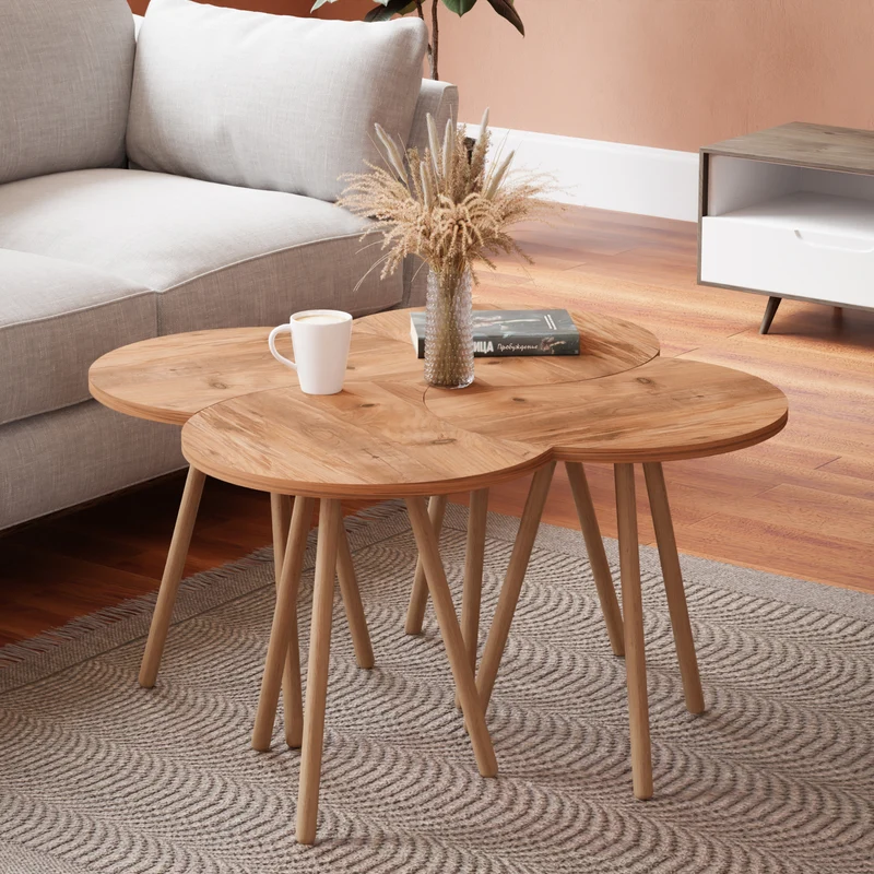 Mesa de centro Højer en set de 4 unidades 48 x 45 x 32 cm varios colores [en.casa]