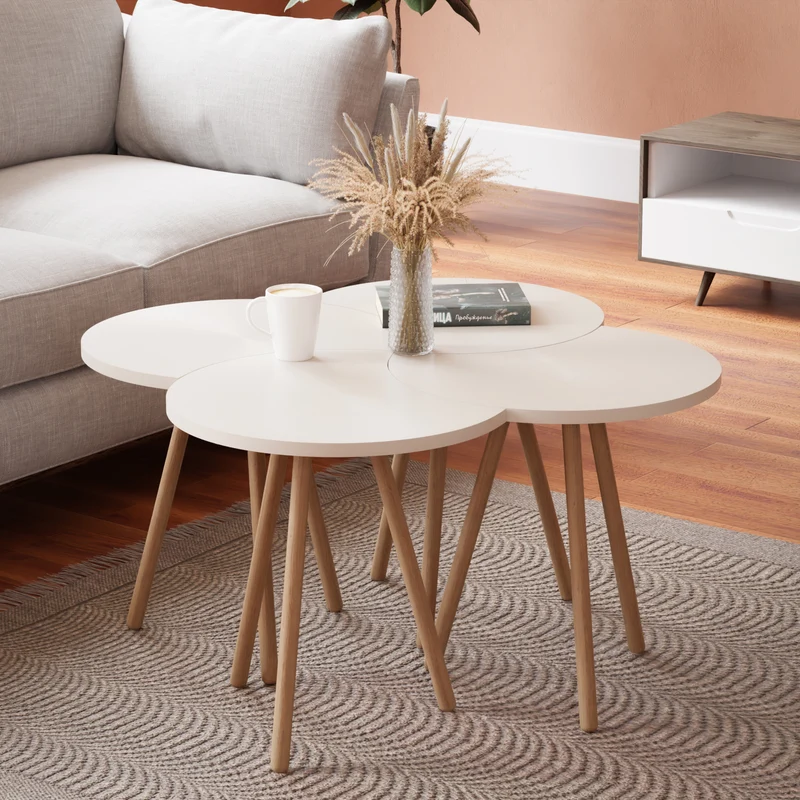 Mesa de centro Højer en set de 4 unidades 48 x 45 x 32 cm varios colores [en.casa]