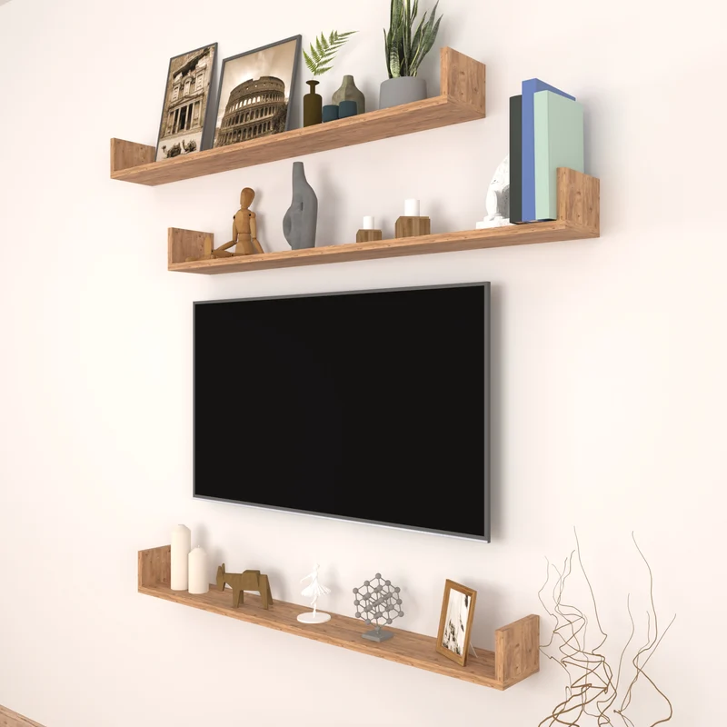 Estantería de pared Höganäs de 3 piezas en varios tamaños y colores [en.casa]