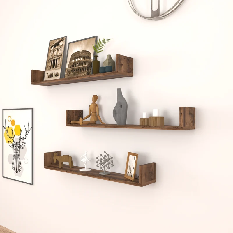 Estantería de pared Höganäs de 3 piezas en varios tamaños y colores [en.casa]