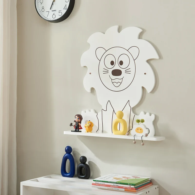 Estante flotante Infantil Korsør con forma de oso o león MDF blanco [en.casa]