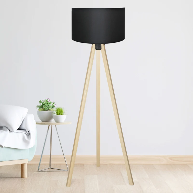 Lámpara de pie Trípode Newport 1xE27 20 W MDF 21 x Ø 38 cm [lux.pro]