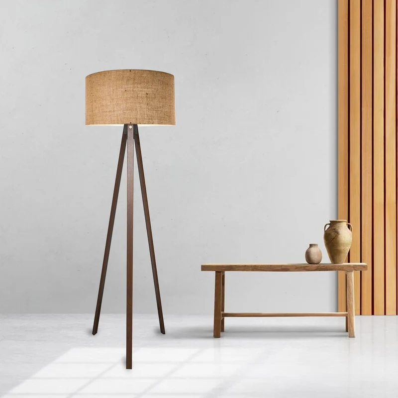 Lámpara de pie Trípode Newport 1xE27 20 W MDF 21 x Ø 38 cm [lux.pro]