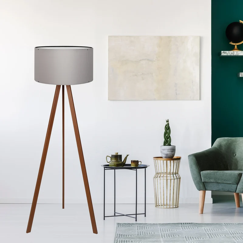 Lámpara de pie Trípode Newport 1xE27 20 W MDF 21 x Ø 38 cm [lux.pro]
