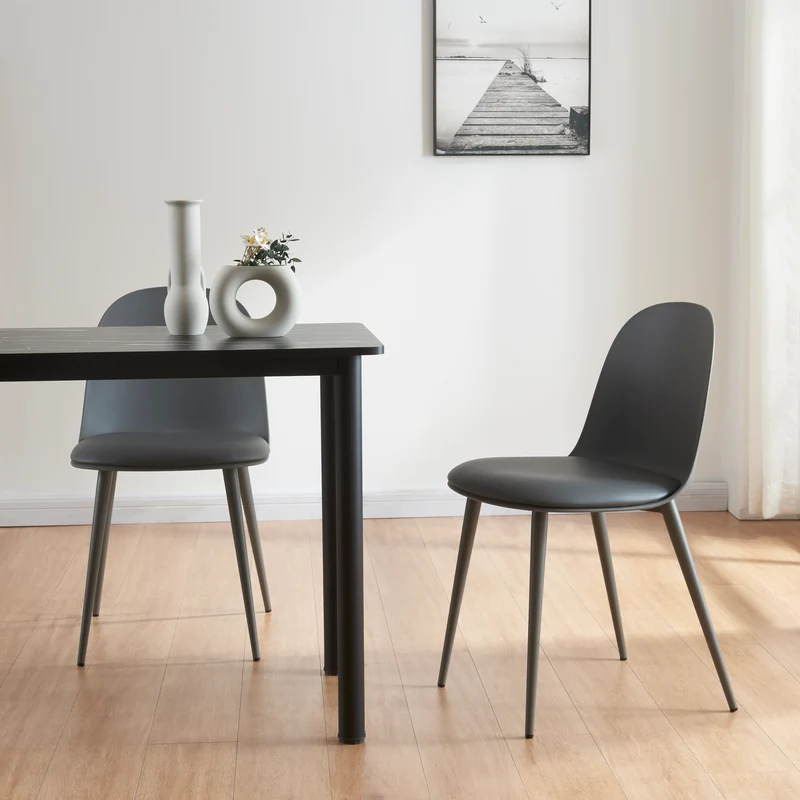 Juego de 2 sillas de comedor Kangasala tapizado cuero sintético plástico y metal 81 x 45 x 52 cm - Varios colores [en.casa]