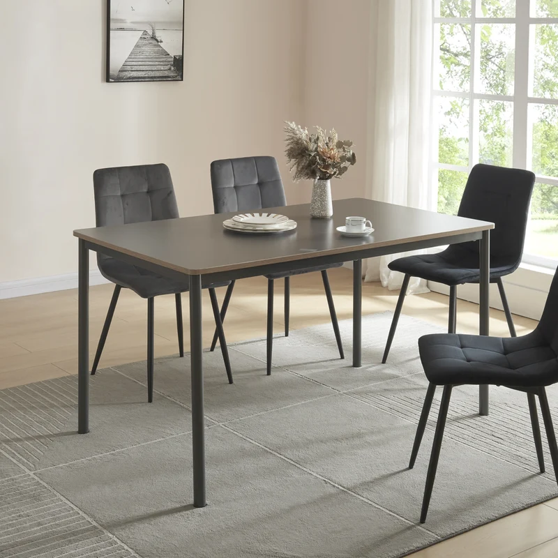 Mesa de comedor Lindesberg gris en varios tamaños [en.casa]