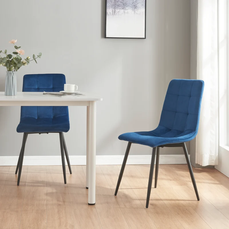 Juego de 2 sillas de comedor Lexnitz terciopelo y metal 89x44x45cm - En diferentes colores [en.casa]