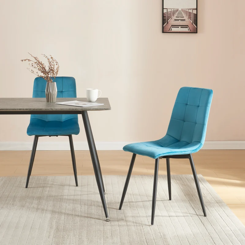 Juego de 2 sillas de comedor Lexnitz terciopelo y metal 89x44x45cm - En diferentes colores [en.casa]