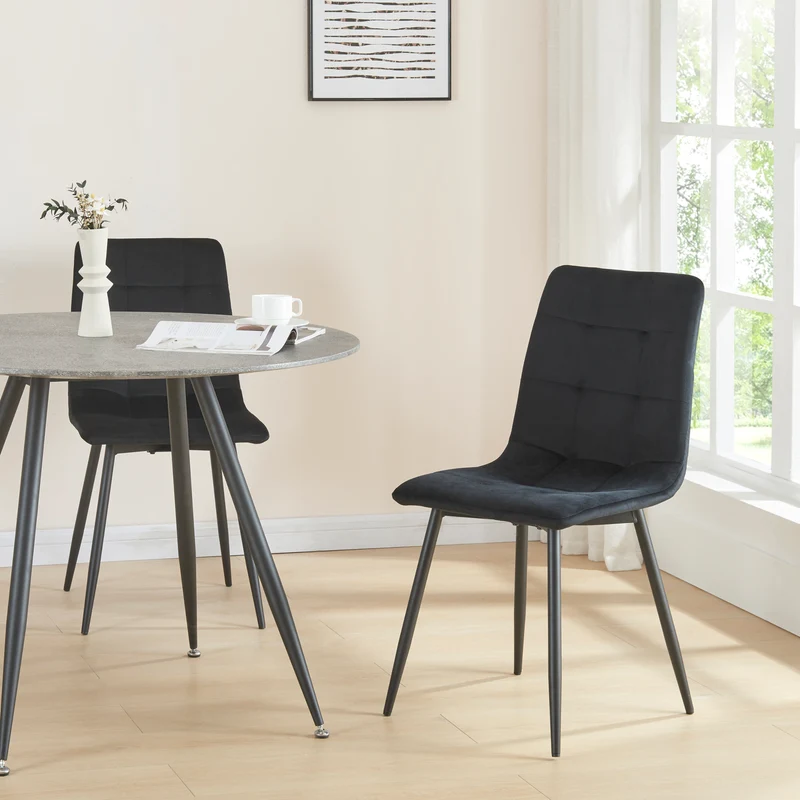 Juego de 2 sillas de comedor Lexnitz terciopelo y metal 89x44x45cm - En diferentes colores [en.casa]