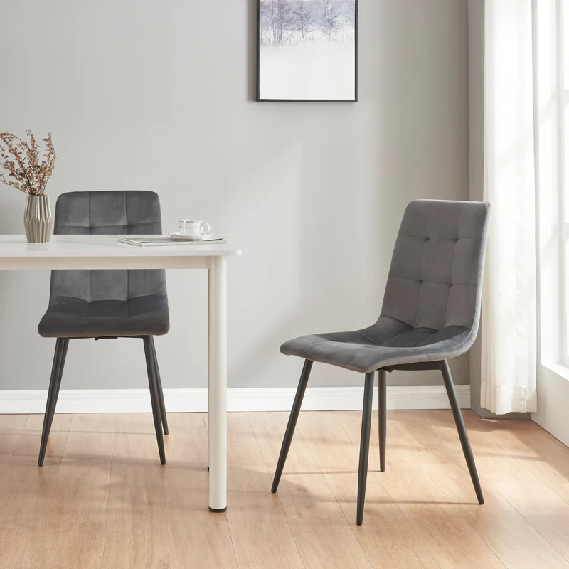 Juego de 2 sillas de comedor Lexnitz terciopelo y metal 89x44x45cm - En diferentes colores [en.casa]