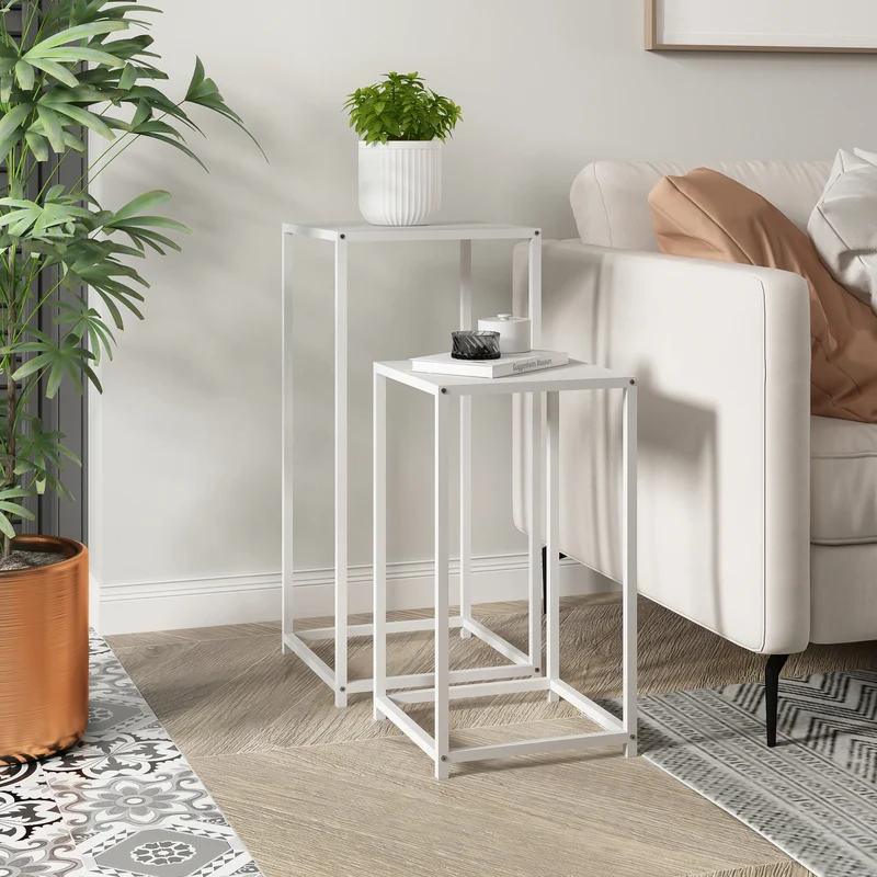 Mesa auxiliar Åseral juego de 2 en forma de columna en varios colores [en.casa]