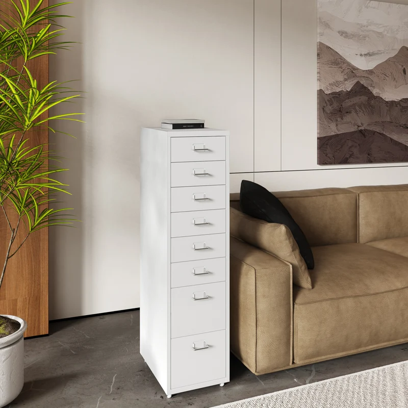 Contenedor móvil Kökar con 8 cajones 109x28x41 cm [en.casa]