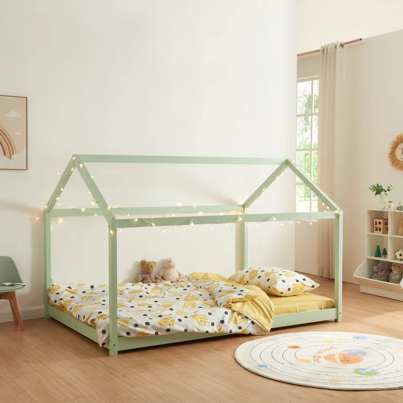 Cama para niños Cerro en forma de casa pino [en.casa]