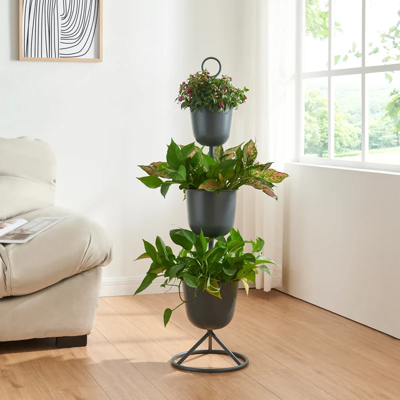 Soporte para flores Alphen con macetas de metal [en.casa]