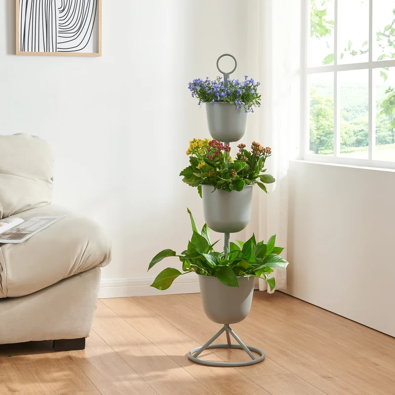 Soporte para flores Alphen con macetas de metal [en.casa]