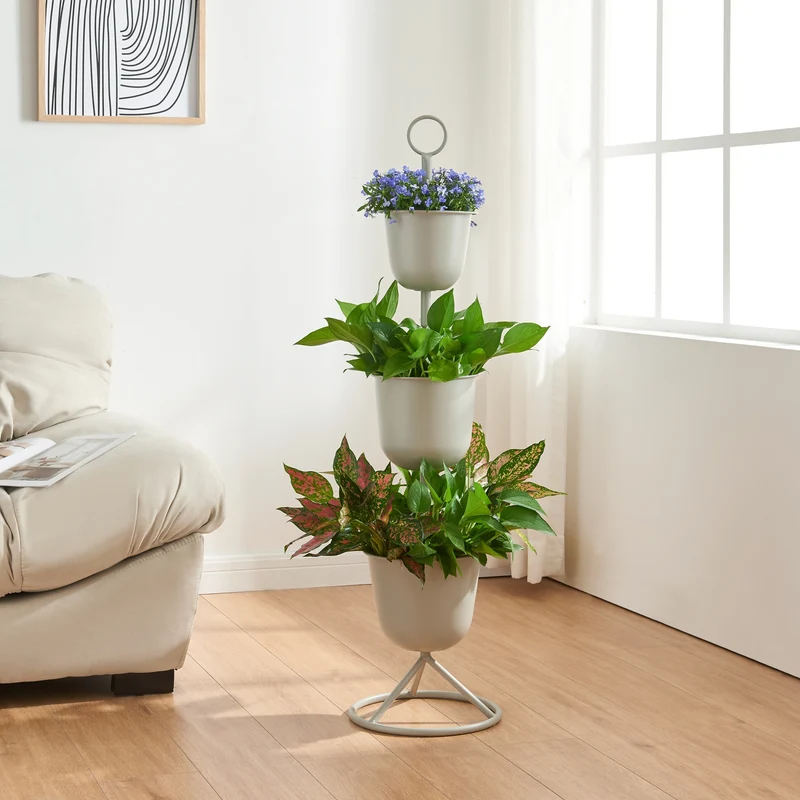 Soporte para flores Alphen con macetas de metal [en.casa]