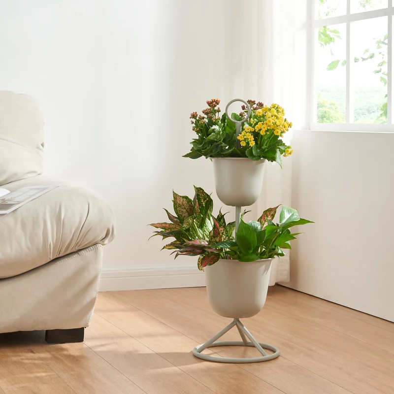 Soporte para flores Alphen con macetas de metal [en.casa]