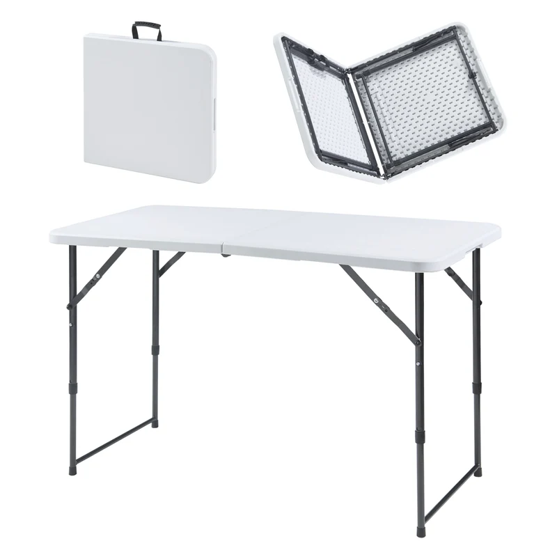 Mesa plegable ajustable en altura Adelfia 120x60cm [en.casa]