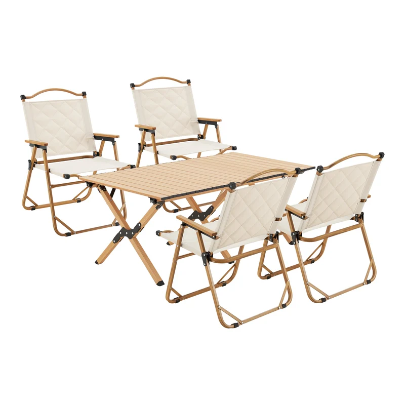 Conjunto de muebles de camping Botrugno 5 piezas Tejido textil [casa.pro]