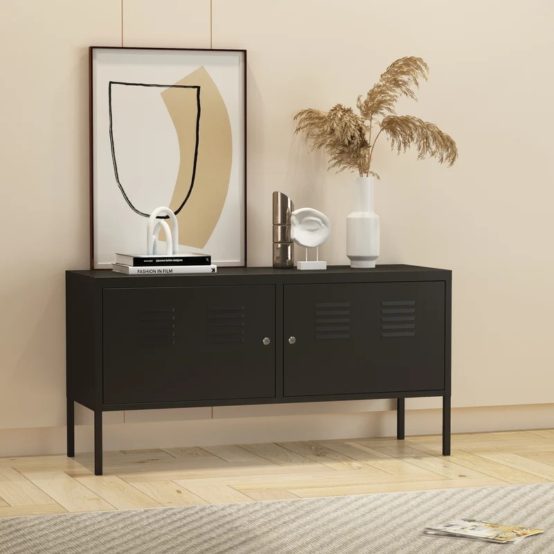 Aparador Pyhtää 118x40x60cm Acero [en.casa]