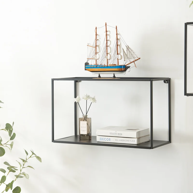 Estantería de pared Notodden acero negro [en.casa]