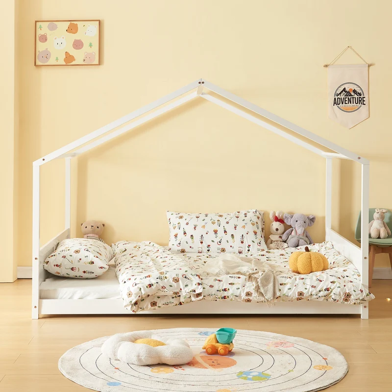 Cama casita Simo con colchón Blanco [en.casa]