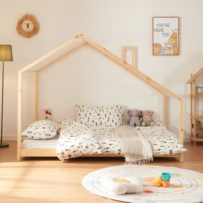 Cama casera Siuntio con colchón Natur [en.casa]