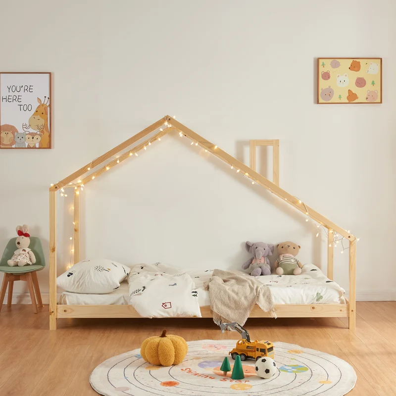 Cama casera Siuntio con colchón Natur [en.casa]