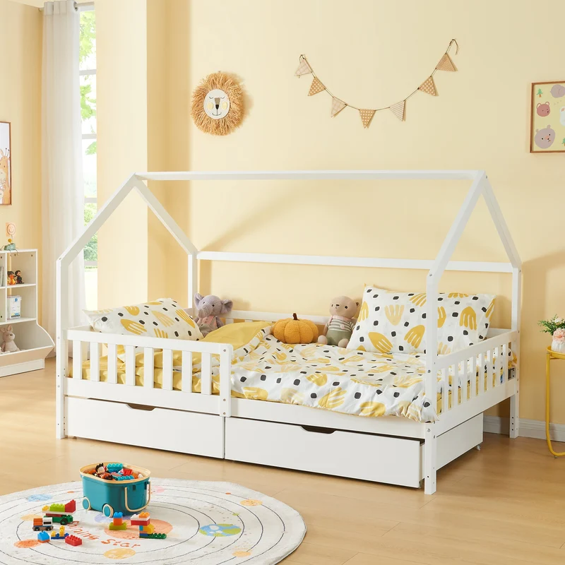 Cajón de cama Set de 2 Ydre Blanco [en.casa]