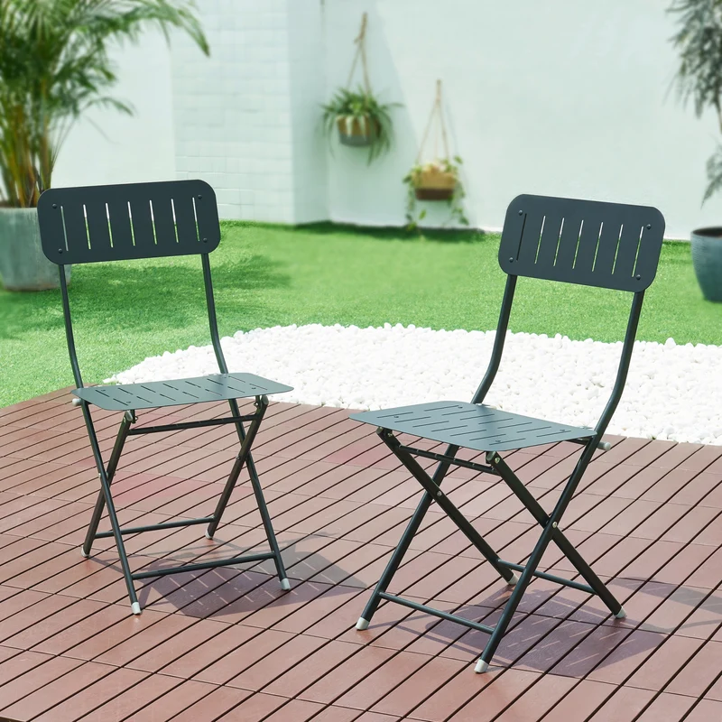 Silla plegable Sande juego de 2 acero [en.casa]