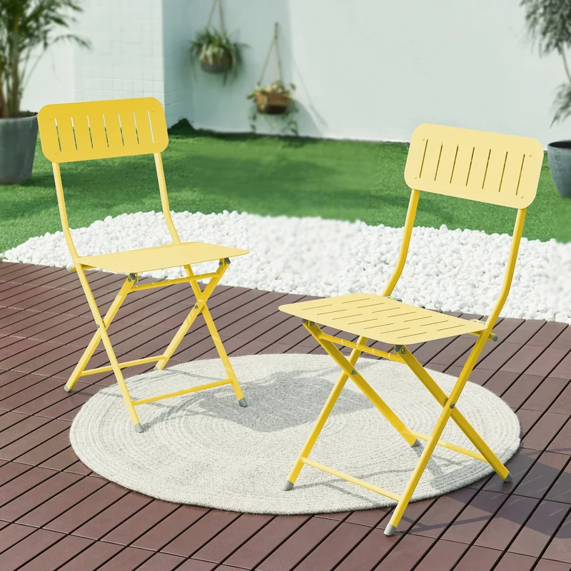 Silla plegable Sande juego de 2 acero [en.casa]