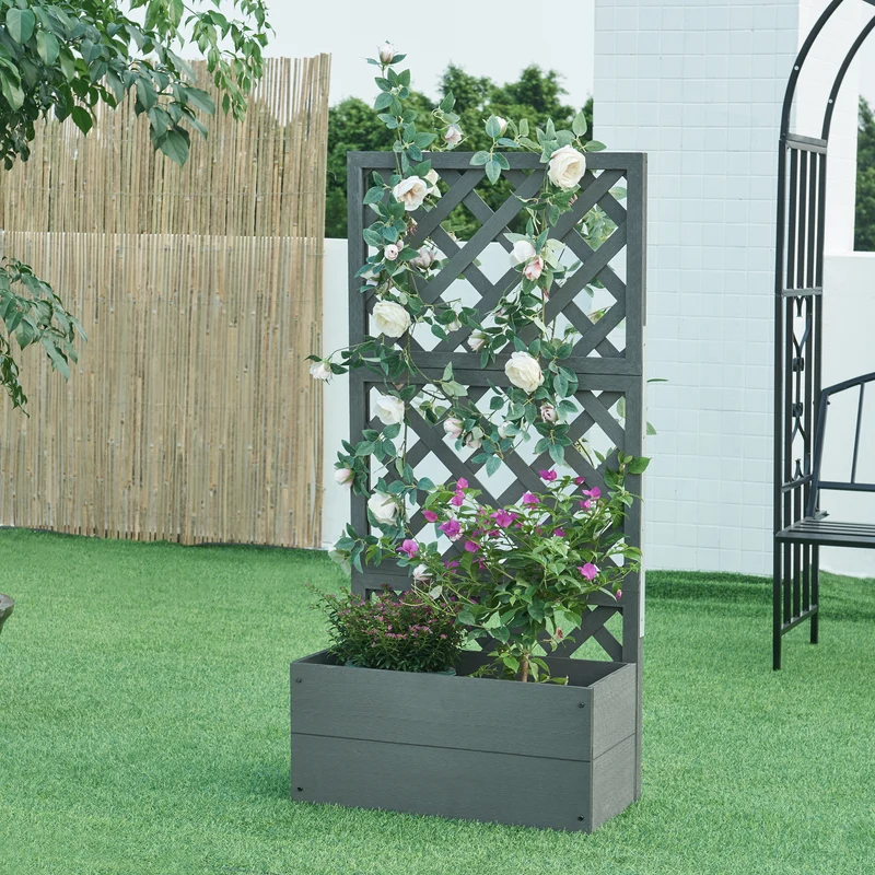Jardinera con celosía Amstelveen Gris [en.casa]