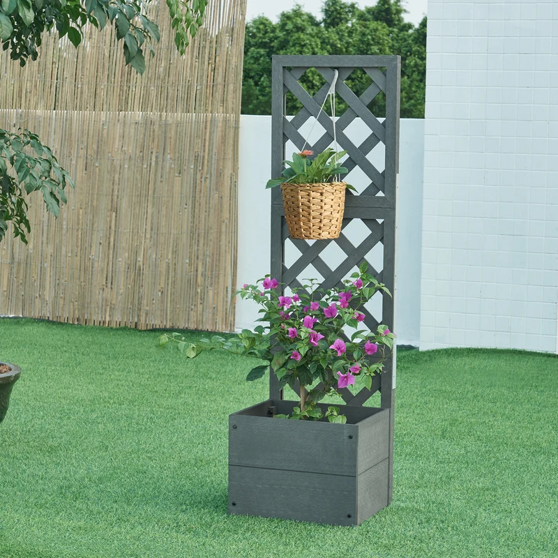 Jardinera con celosía Amstelveen Gris [en.casa]